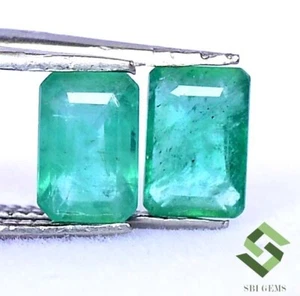 6x4 mm Certified Natural Emerald Octagon Cut Pair 1.33 CTS Untreated Loose Gems - Picture 1 of 6