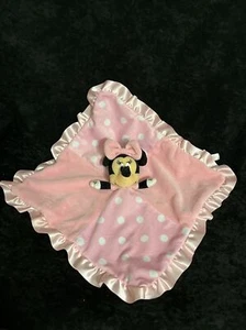 Disney Baby Minnie Mouse Security Blanket Pink Satin Trim Crinkle Ears Lovey - Picture 1 of 4