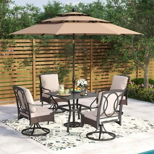 6 Piece Patio Dining Set Outdoor Furniture Table and Chairs Set with Umbrella - Picture 1 of 12