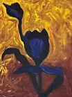 Art  Painting Original Acrylic  “ Blue Flamingo Flower“  Color  Play On Light