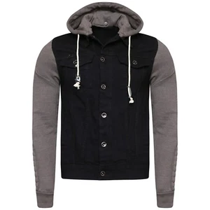 Chaqueta vaquera de algodón con capucha para hombre con mangas de sudadera y capucha talla S-4XL - Imagen 1 de 5
