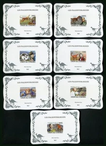 IMPERF 2008 COMOROS DINOSAURS PALEONTOLOGISTS ! SILVER ! CARDBOARD 7 LUX BL MNH - Imagen 1 de 1