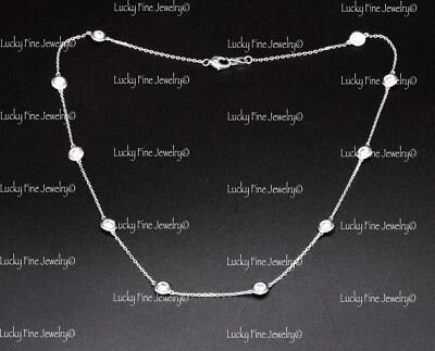 Collar natural de diamantes de oro blanco de 14 k de 2,25 quilates por yarda 16 pulgadas 10 estaciones Foto 1 de 4