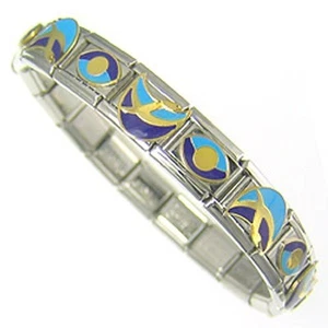 Italian Charms Bracelet Designer 18ct Gold and Enamel " Ocean Breeze " - Picture 1 of 1
