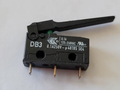 1pc Cherry DB3 Sub-Miniature Snap-Action Switch 0.1a 125/250 VAC DB3G-A1WC - Image 1 of 2