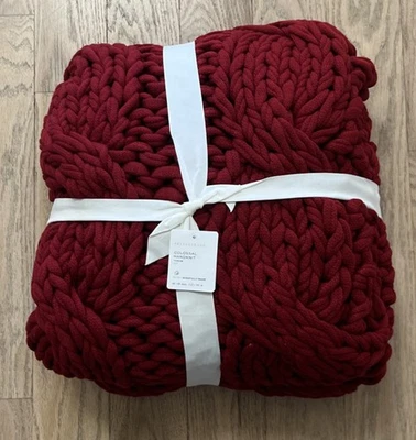 Pottery Barn Colossal Handknit Throw Blanket Cardinal Red 44”x56” - Image 1 of 3