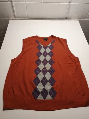 Chaleco Suéter Para Hombre COLORES POR Alexander Julian Naranja Cuello en V 3XLT Foto 1 de 4