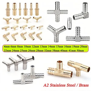 Schlauchverbinder Edelstahl/Messing Fitting Gerade、Winkel、T/Y/K Verbindungsrohr - Picture 1 of 184