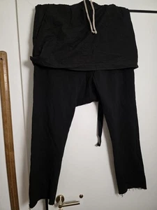 RICK OWENS BLACK KILT WRAP SKIRT SWEATPANTS. SIZE L. NEVER WORN. - Picture 1 of 19