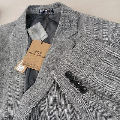 Blazer Paul Jones XL Para Hombre Lino Mezcla Algodón 44R 46R Espiga Nuevo con Etiquetas 22x29 Gris Foto 1 de 4
