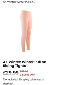 AK Wintex Pull on High Waisted Winter Horse Riding Tights/Leggings Silicon Grip - Picture 1 of 7