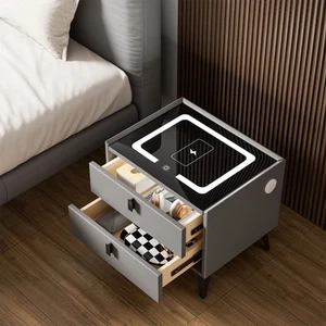 Comodino Smart 2 Cassetti Armadio LED Ricarica Wireless Camera da Letto Grigio - Foto 1 di 16