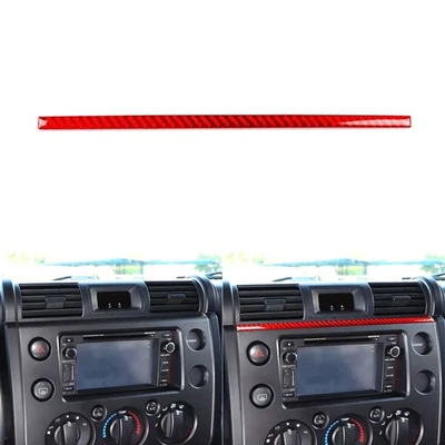 Red Carbon Fiber AC Climate Panel Above Trim Strip For Toyota FJ Cruiser 2007-21 — 第 1/4 张图片
