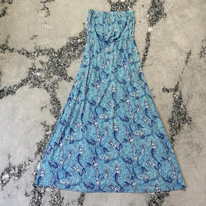 Lily Pulitzer Dress Womens Size M Blue Mermaid Print Marlissa Strapless Maxi - Picture 1 of 9