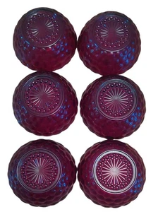 Lotto di 6 ciotole bacche vintage Anchor Hocking Royal Ruby Red Bubble Glass MCM - Foto 1 di 4