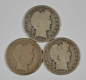 3 - Mezzi dollari testa di barbiere USA - 1904-S / 1906-O / 1906- D - Foto 1 di 2