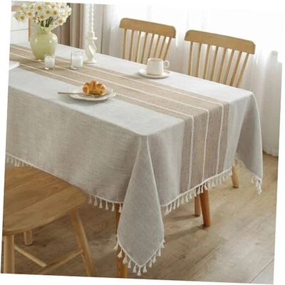  Tablecloths for Rectangle Tables, 102" x 55" (Rectangular) Striped Brown - Image 1 of 4