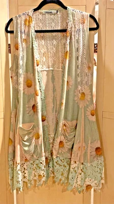 Chaleco ORIGAMI by Vivien Flor/Encaje Talla S/M Boho Caprichoso Hippie Foto 1 de 4