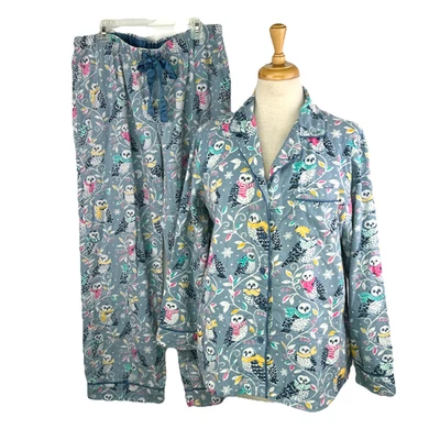 Хлопковая фланель Nick & Nora размер M 2 шт. синие совы пижамы для отдыха пижамы средние - Изображение 1 из 4