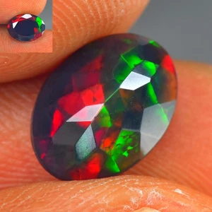 1.26Ct Outstanding Rainbow 3D Flash Natural Solid Welo Black Fire Opal - Picture 1 of 1
