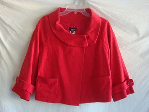 WOMENS AUTH PHILIPPE ADEC JACQUARD SHORT BLAZER  NEW RED SIZE 4 RETAIL $150 - Picture 1 of 9