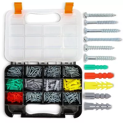 MAXOPRO Drywall Anchors and Screws Kit – 370 Pcs Plastic Dry Wall Anchors Kit