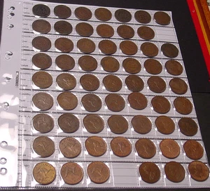 1911 to 1964 Australian Halfpenny set on new coin page, complete ex 1923. - Picture 1 of 2