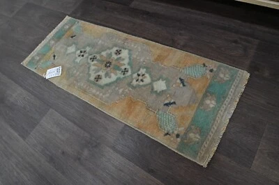 Oushak Turkish Doormat Rug 1x3 ORANGE Vintage Anatolian Handmade Small Kilim Rug - Image 1 of 4