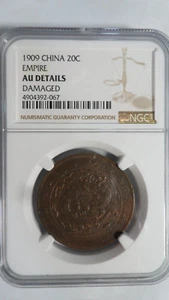China Empire 20 Cash, 1909, Y- 21.1, NGC AU details - Picture 1 of 4