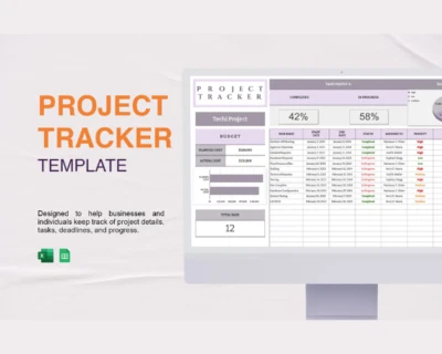 Project Tracker Modello Excel | Foglio di calcolo Gestione attività | Pianificatore budget - Immagine 1 di 4