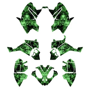 Polaris Outlaw 90 Graphics deco sticker kit #6666 Green Skull - Picture 1 of 2