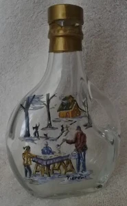 Hand Painted & Signed Tapping Trees Folk Art Glass Syrup Bottle with Cap - Picture 1 of 4