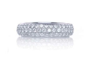 Micro Pave Sterling Silver Eternity CZ Band Cubic Zirconia Wide Stackable Ring - Picture 1 of 3