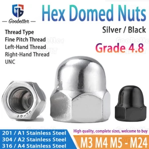 M3 M4 M5 M6 M8 M10 M12 - M24 Dome Nuts Hex Domed Nuts A2 A4 Stainless Steel - Picture 1 of 73