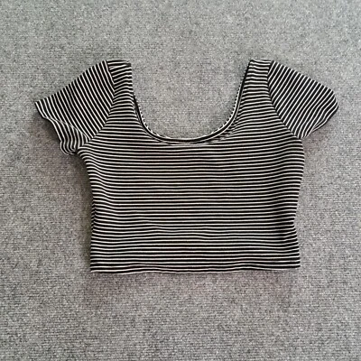 Camisa corta Material Niña Junior Negra Blanca Rayas Mediana Manga Corta Foto 1 de 4