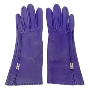 HERMES HHardware Glove Leather gloves Leather purple - Picture 1 of 10