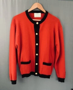 Traquair of Scotland Merino Wool Angora Cardigan Medium EU 40 Rot Gold Knöpfe - Bild 1 von 14