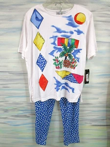 Hawaiian Comfort Set Napa Valley Blue White XL Pants Top Relaxed Fit NWT - Picture 1 of 8
