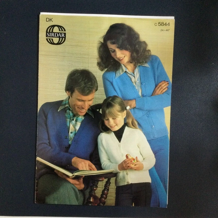 Sirdar 5844 Knitting Vintage Pattern Family Round & V-Neck Sweaters 24-46" - Image 1 of 1