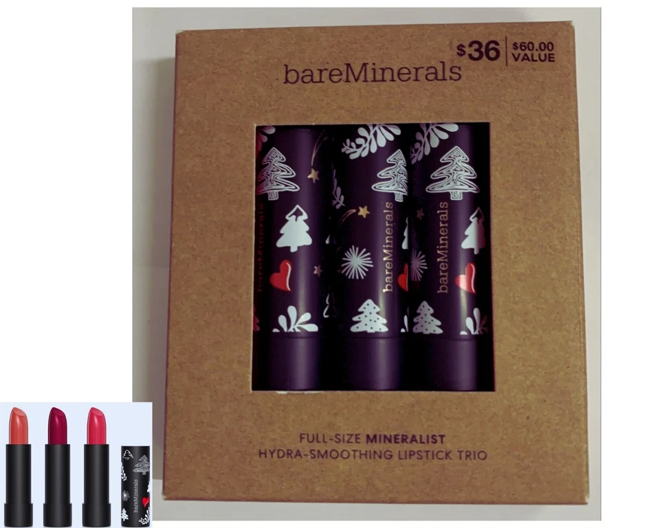 Trío de lápiz labial suavizante hidra mineralista tamaño completo bareMinerals Foto 1 de 1
