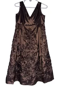 NWT Evan Picone Womens Fit & Flare Dress Sz 6 Metallic Brown Copper Sleeveless - Picture 1 of 8