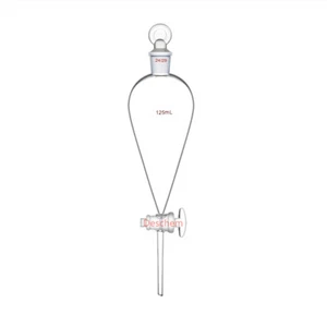 125ml 24/29 Lab Sep Funnel Separatory Straight Tip Glass Stopcock With Stopper - Picture 1 of 5