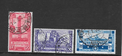 ITALIA SCOTT 265 - 267 JUEGO USADO - 1931 50 ANIVERSARIO DE LA ACADEMIA NAVAL ITALIANA Foto 1 de 2