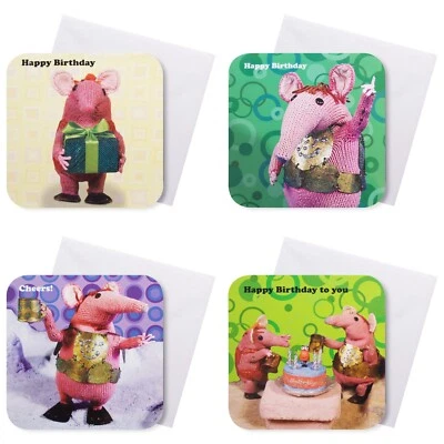 THE CLANGERS Birthday Pack Of 4 Square Cards Congratulations 16 cm x - Image 1 of 4