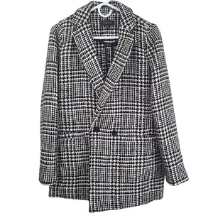 Talbots Womens Black White Striped Houndstooth Jacket Size 8 Dressy Long Sleeve - Picture 1 of 11
