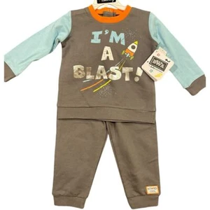 Baby Starters Shirt Pants 2-Piece Set Baby Boy Size 12M Rocket Print Long Sleeve - Picture 1 of 9