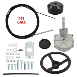 15 FT Boat Rotary Steering System Outboard Kit Marine W/ 13.5" Wheel SS13715 New - Picture 1 of 15