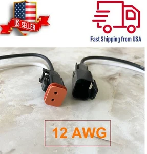12 AWG Montado Deutsch 2 Pin Conector Impermeable 6" Cable-Negro - Imagen 1 de 1