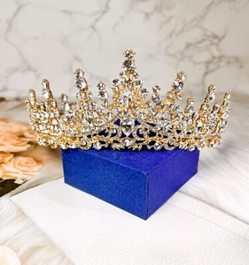 Gold Tiara Crown for Women, Royal Princess Quinceanera Headpiece, Birthday Gift - Picture 1 of 5