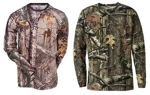 Mens Camouflage Jungle Camo Real Tree Forest Print Long Sleeved T Shirt Top - Picture 1 of 3